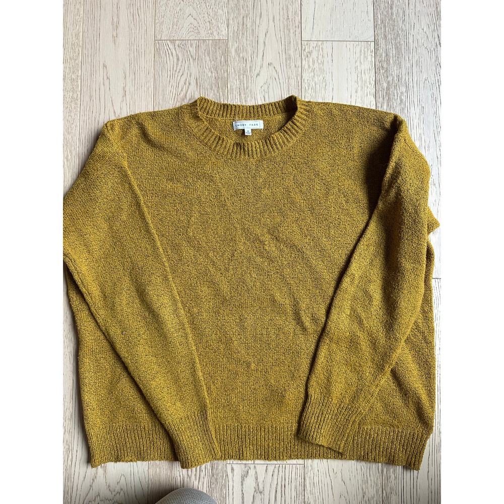 Emory Park Womens Mustard Yellow Marled Knit Crew Neck Sweater Size M Pullover